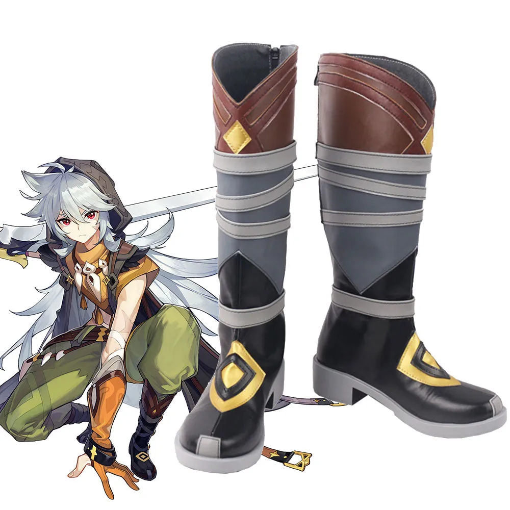 Genshin Impact Razor Brown Shoes Cosplay Boots