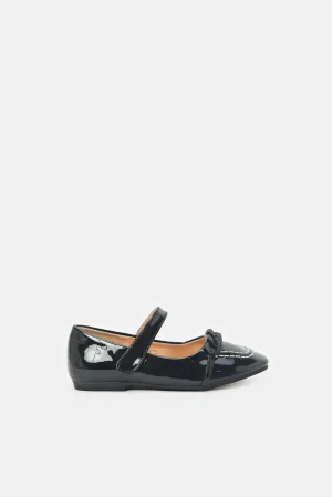 Girls Black Patent Ballerina