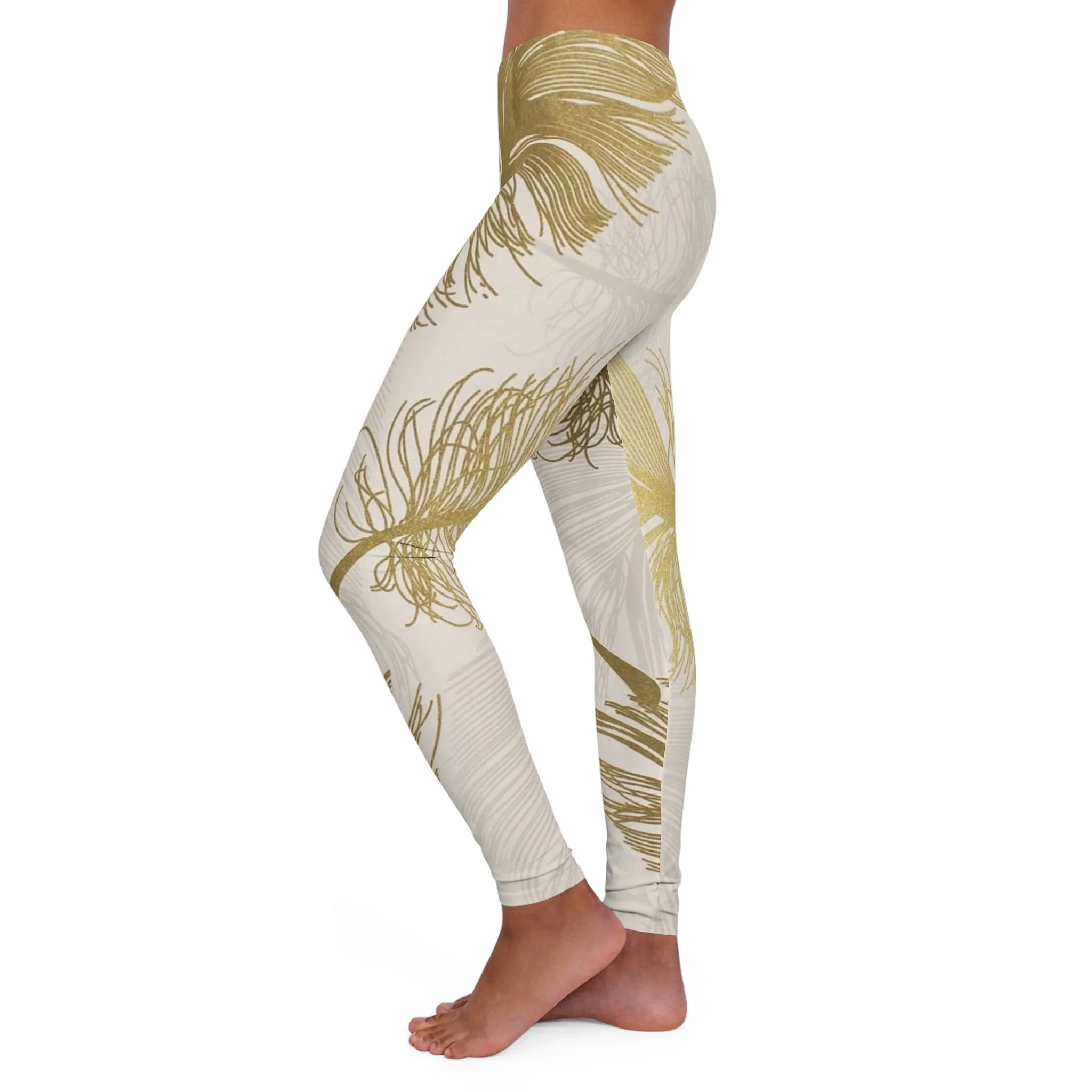 Golden Feathers - Inovax Women's Spandex Leggings