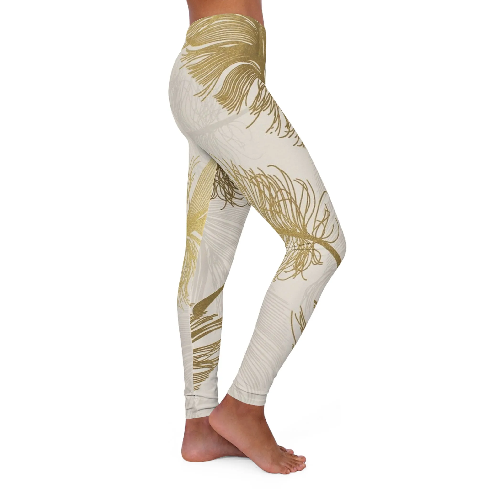 Golden Feathers - Inovax Women's Spandex Leggings