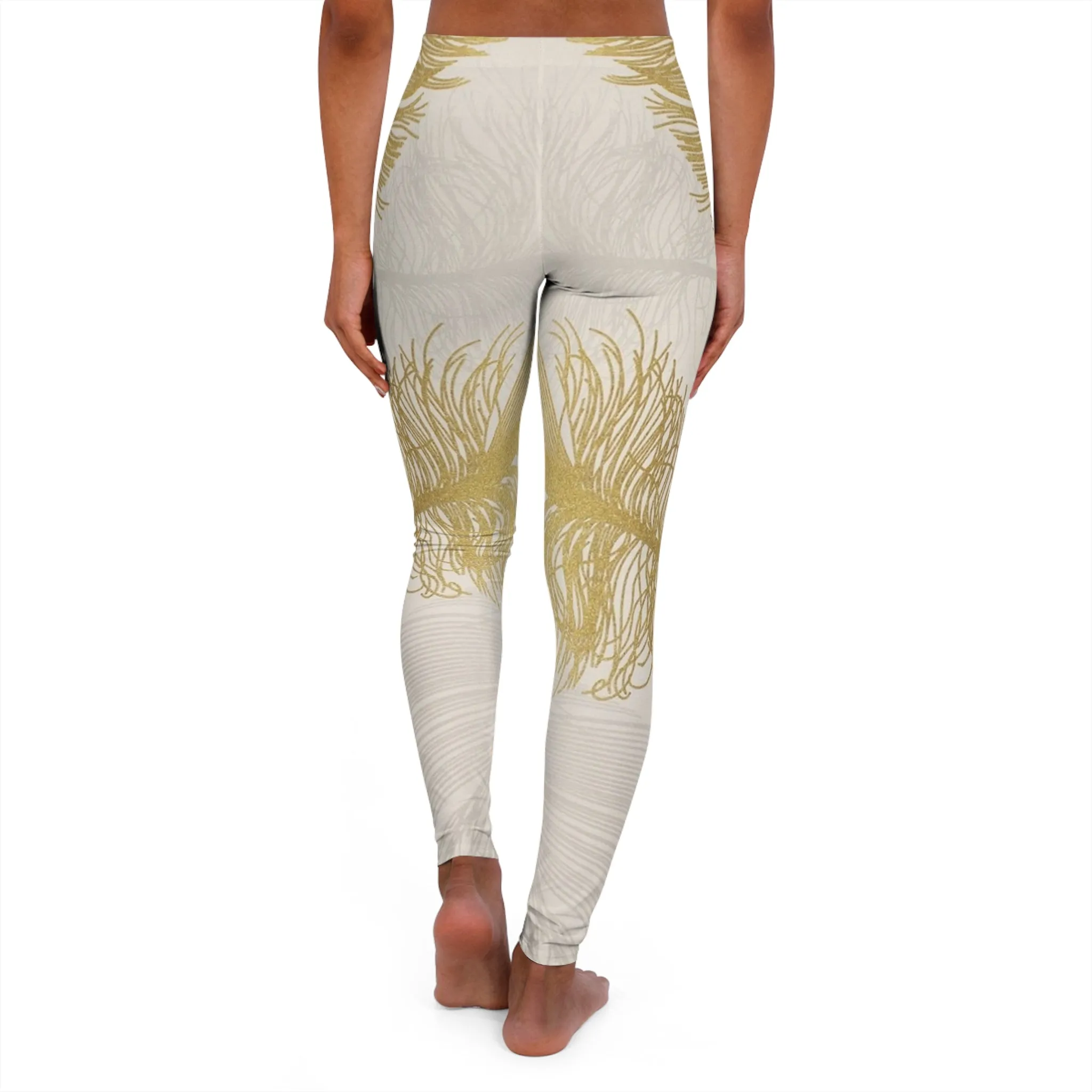 Golden Feathers - Inovax Women's Spandex Leggings