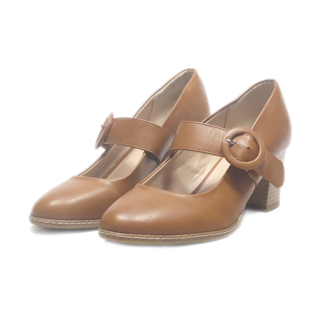 Graceland Mid-Heel Shoes Leather Brown Colour For Women