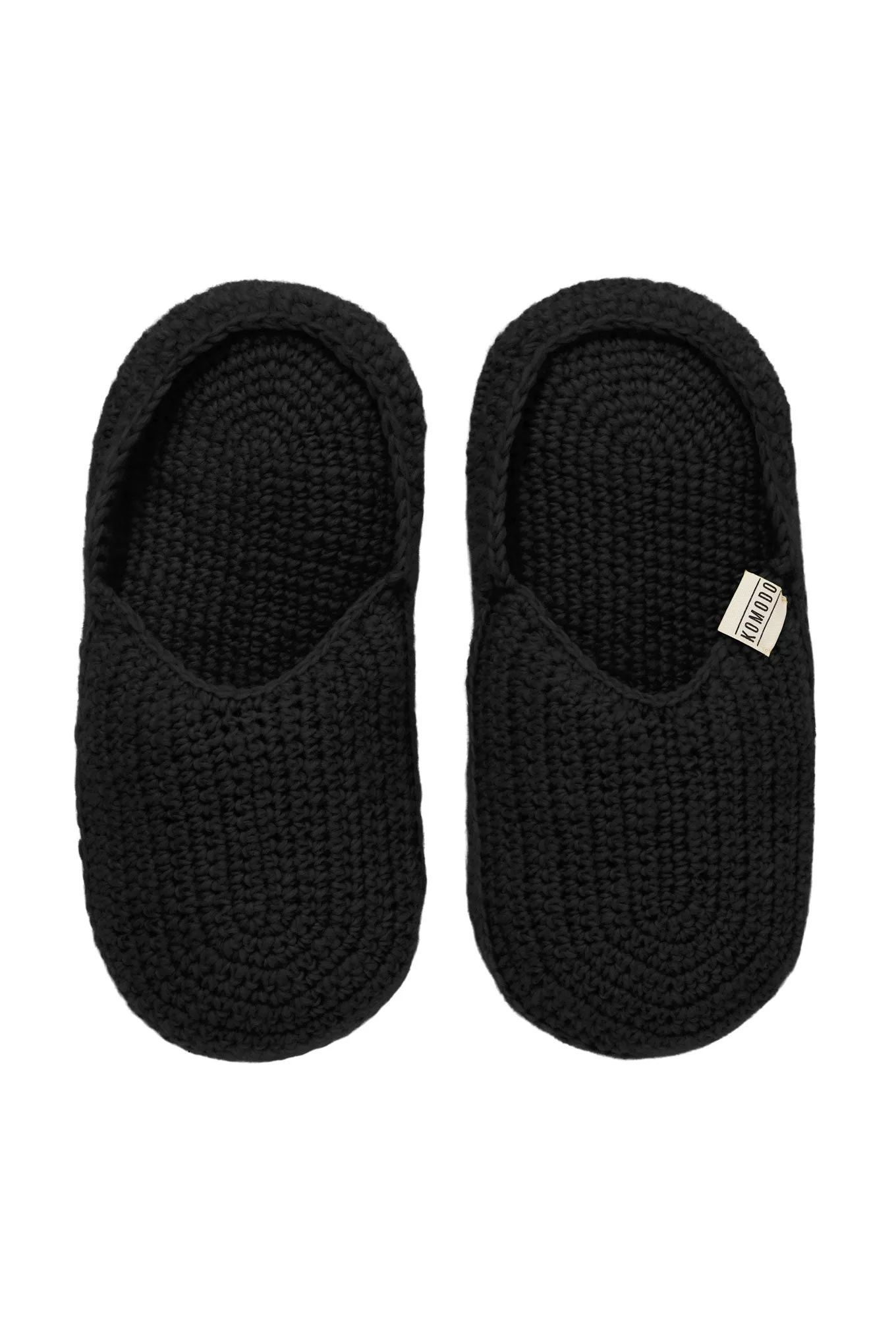 Hide Handknitted Wool Slippers Black