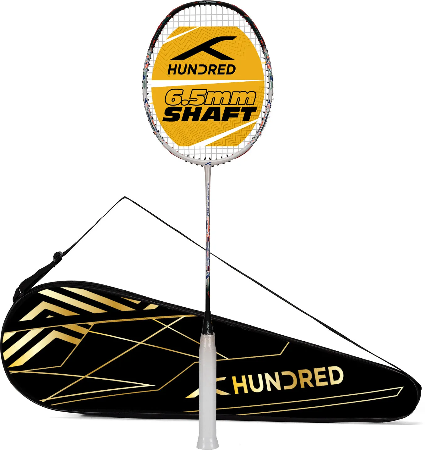 Hundred FLUTTER FF ZOOM Unstrung Badminton Racquet (White / Black)