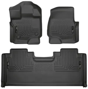 Husky Liners WeatherBeater Front / 2nd Row Floor Liner - Black / Textured - Super Cab - Ford Fullsize Truck 2015-24