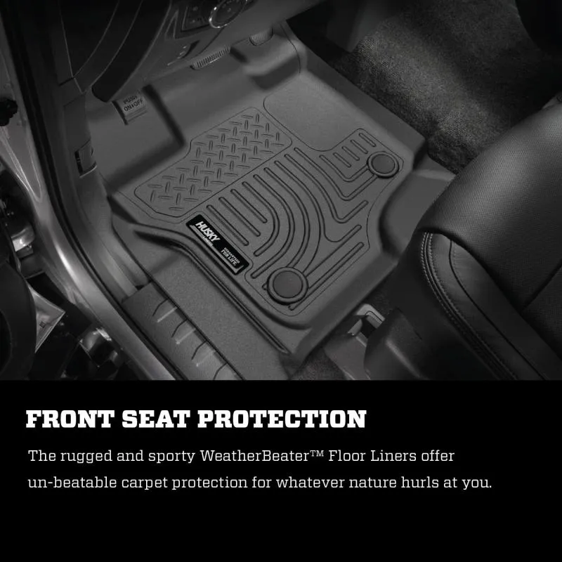 Husky Liners WeatherBeater Front / 2nd Row Floor Liner - Black / Textured - Super Cab - Ford Fullsize Truck 2015-24