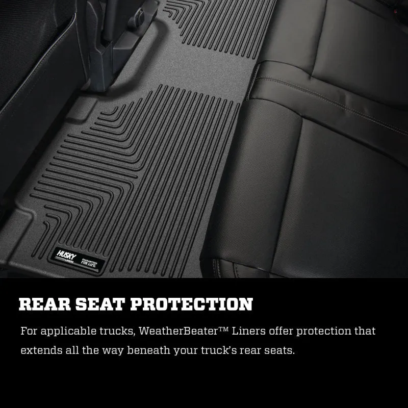 Husky Liners WeatherBeater Front / 2nd Row Floor Liner - Black / Textured - Super Cab - Ford Fullsize Truck 2015-24