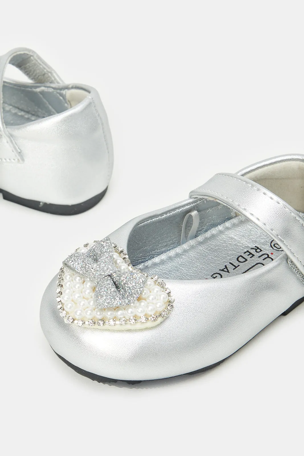 Infant Girls Grey Bow Trim Ballerina