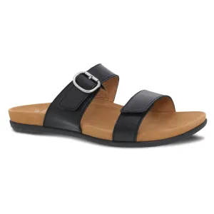 Justine Slip on Two Strap Sandal in Black