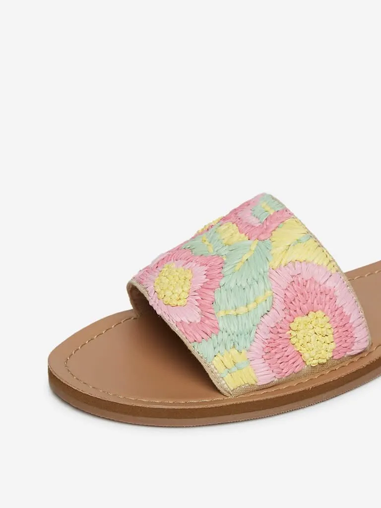 LUNA BLU Yellow Floral Slides