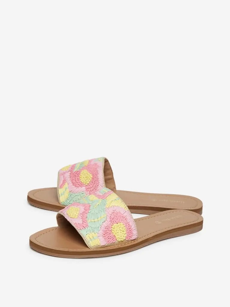 LUNA BLU Yellow Floral Slides