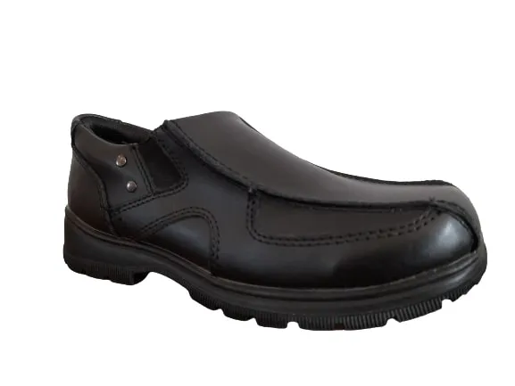 M&S Black Leather Slip-on Boys School Shoes