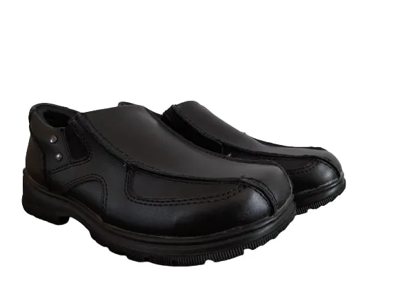 M&S Black Leather Slip-on Boys School Shoes