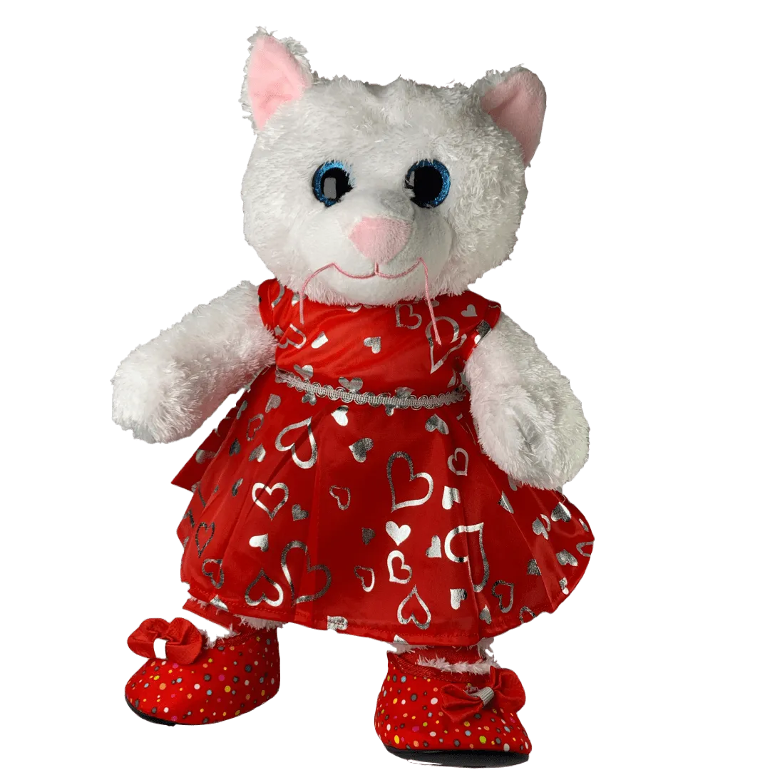 Marshmallow Cat Red Silver Dress Gift Set