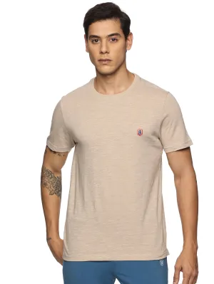 Men Round neck Organic cotton T shirt (Beige)