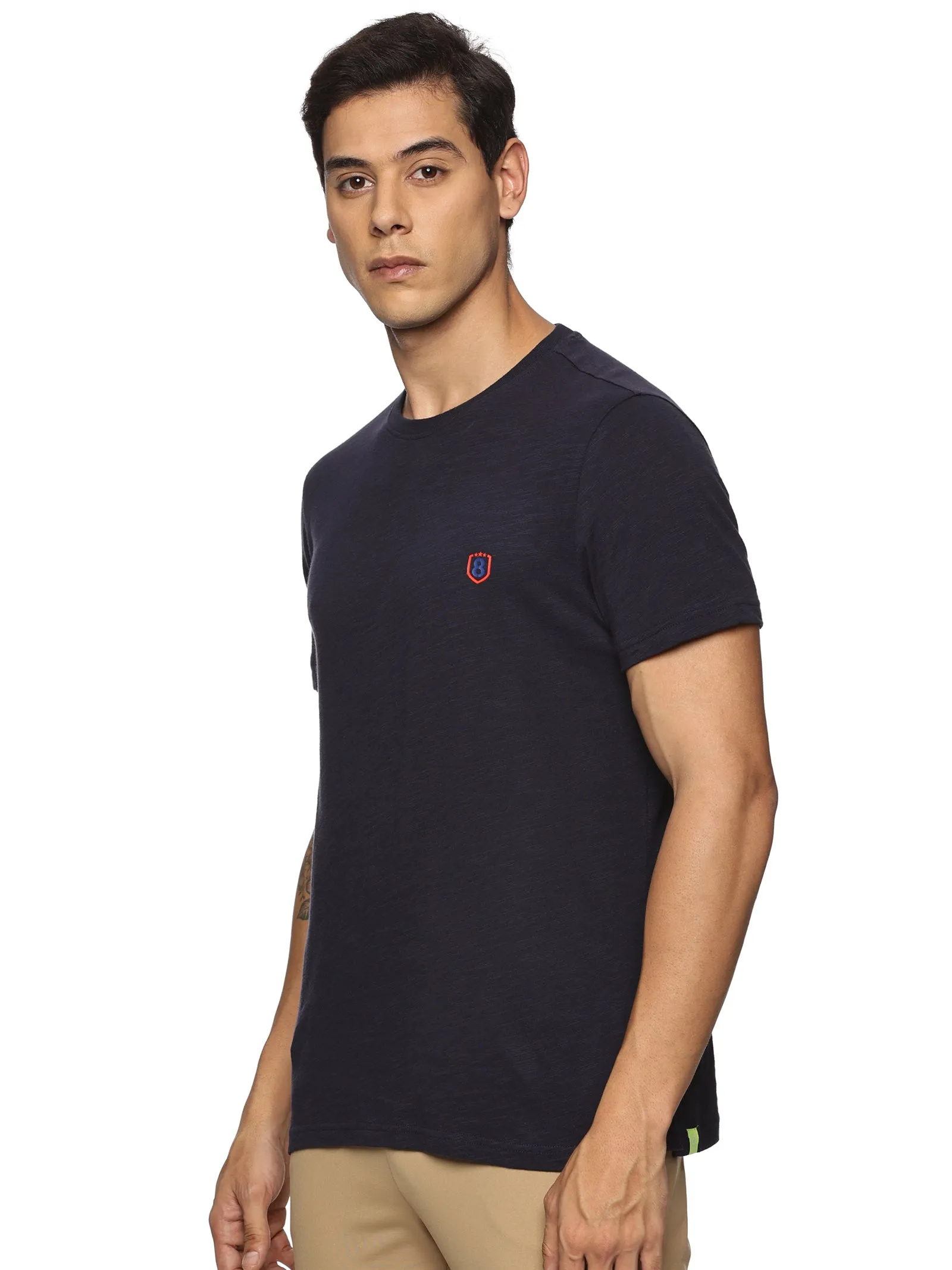 Men Round neck Organic cotton T shirt (Beige)