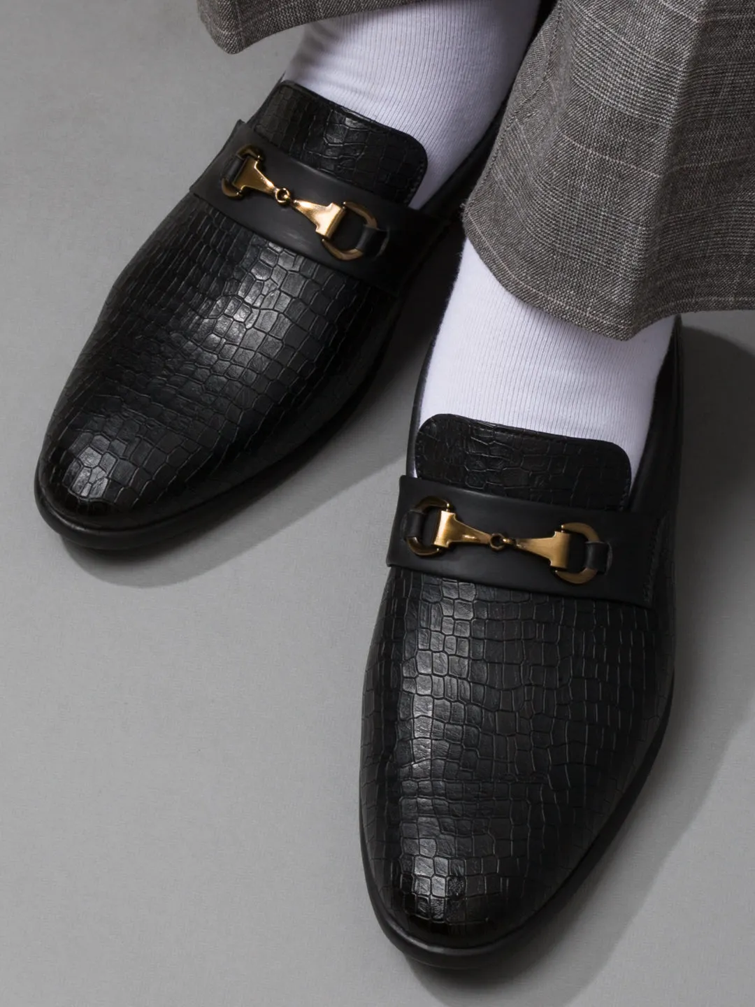 Men's Black Fashion Buckle Slip On (IX1084)