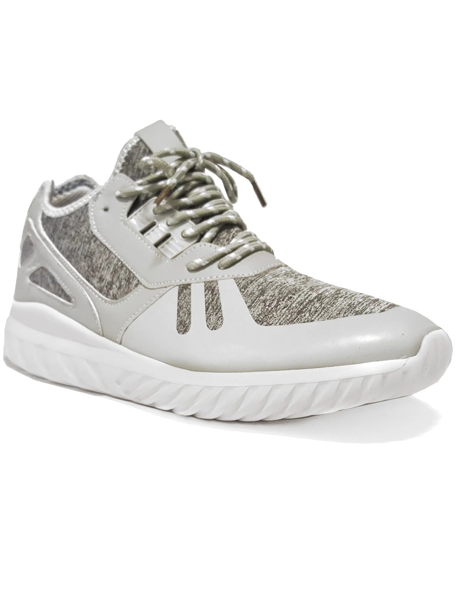 Mens Kai Lace Up Running Trainers with Panels in Grey