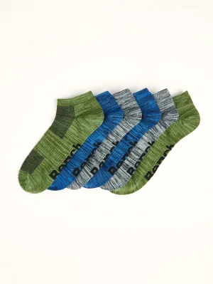 Men's Low-Cut Athleisure Socks (6 Pairs) - Khaki/Blue/Grey