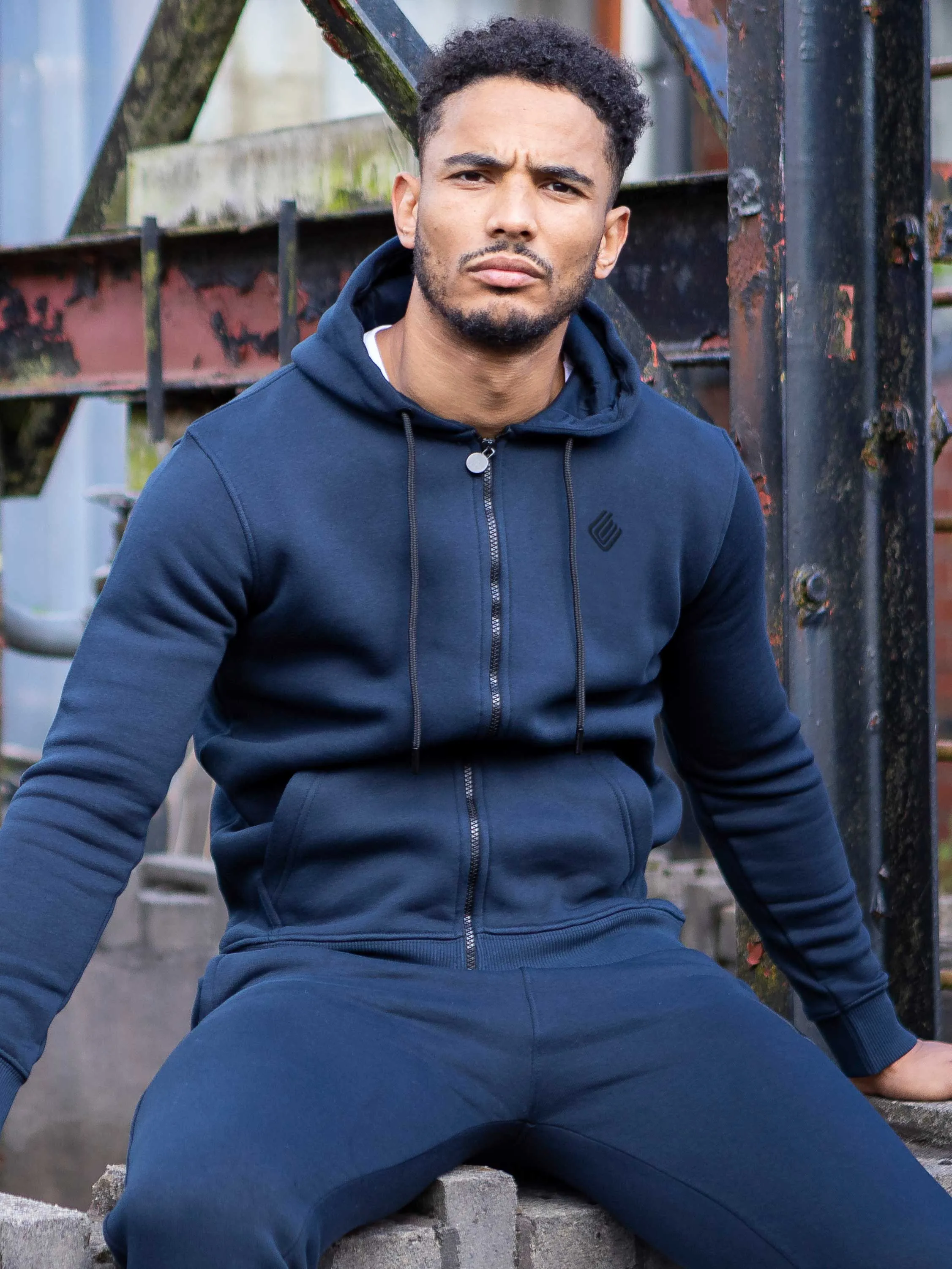 Mens Zip Up Hooded Fleece Tracksuit Top  | Enzo Designer Menswear