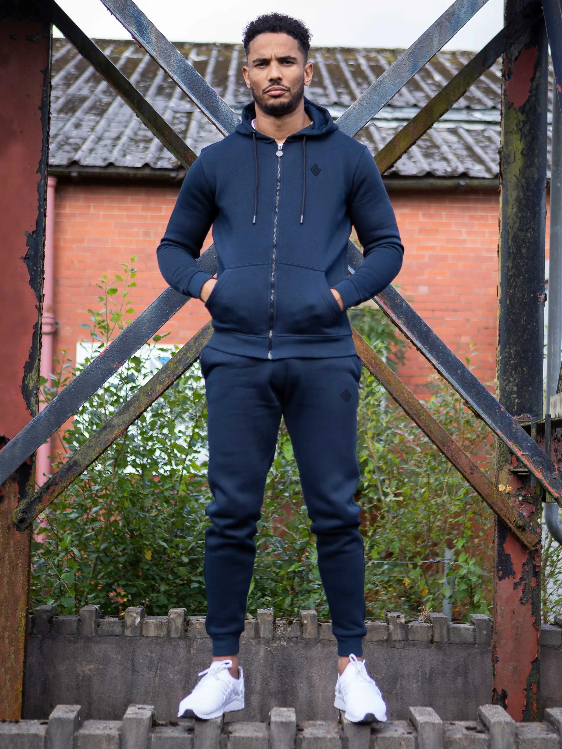 Mens Zip Up Hooded Fleece Tracksuit Top  | Enzo Designer Menswear