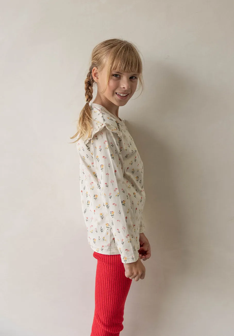 Miann & Co Kids - Frill Shoulder Long Sleeve Top - Garden Party