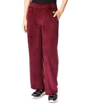 Michael Kors Women's Velour Straight Leg Pants Red Size Large