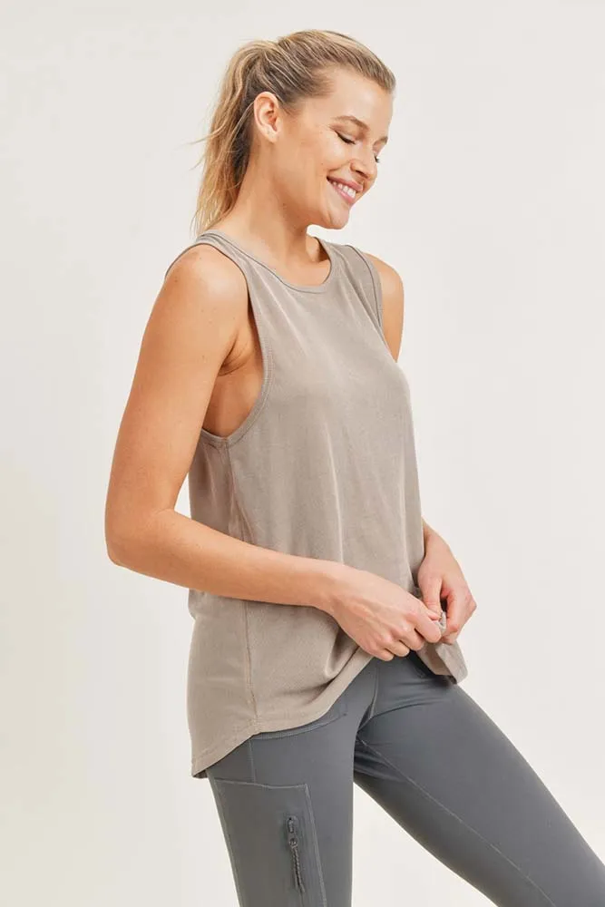 Mono B Cut-Out Back Longline Athleisure Top