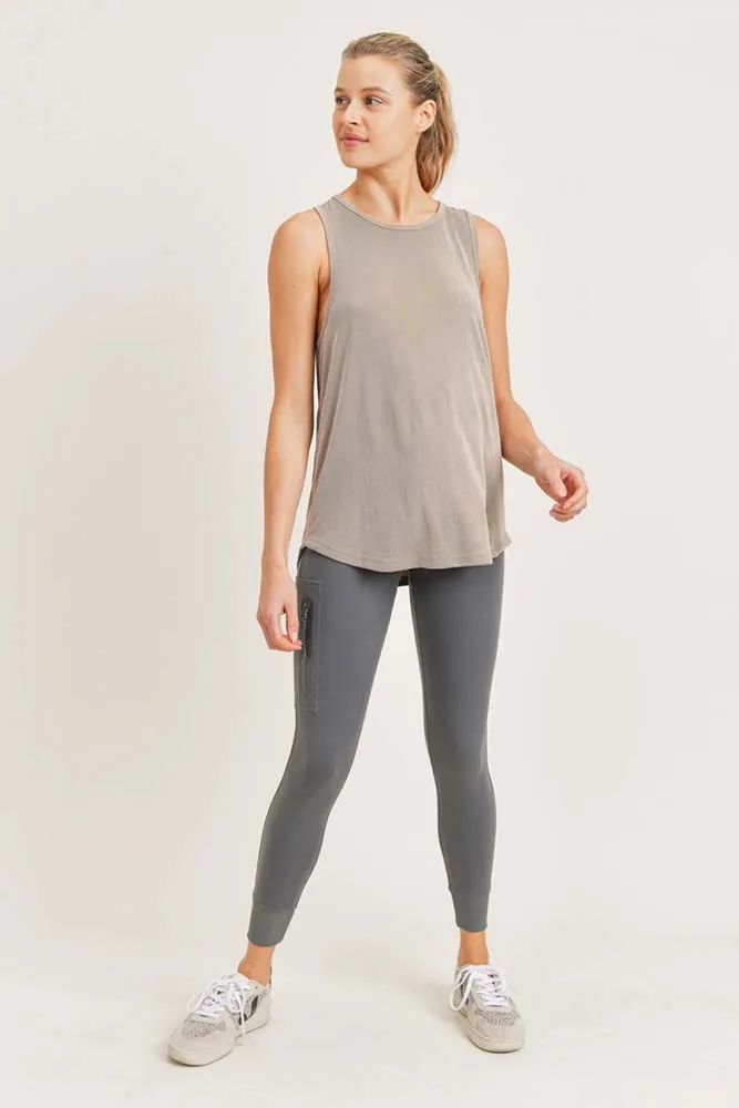 Mono B Cut-Out Back Longline Athleisure Top