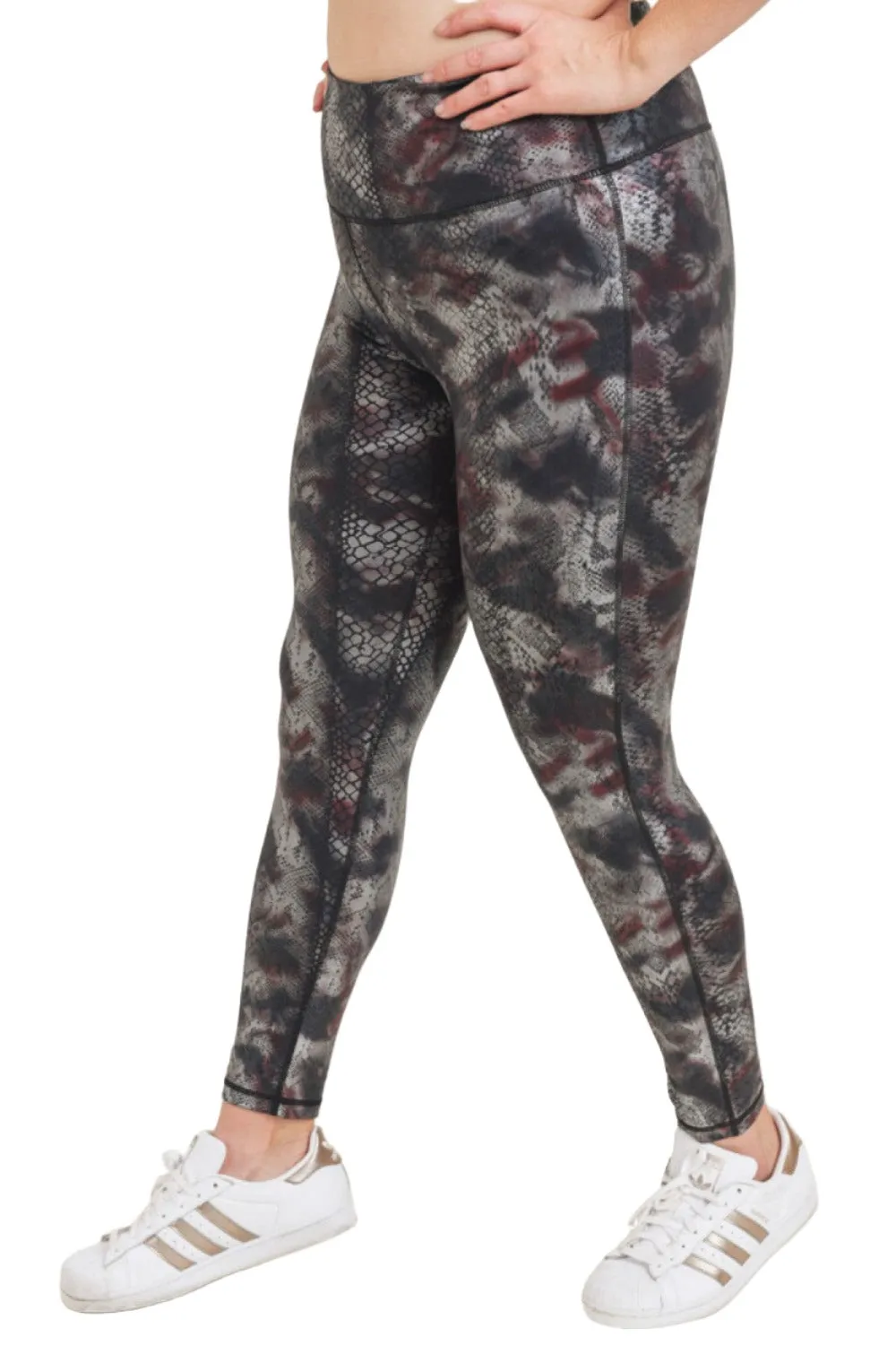 Mono B Foil Snake Print High waist Leggings APH3010 and Plus