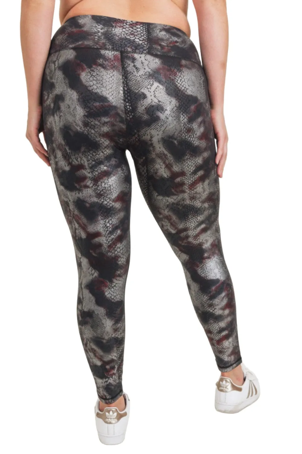 Mono B Foil Snake Print High waist Leggings APH3010 and Plus