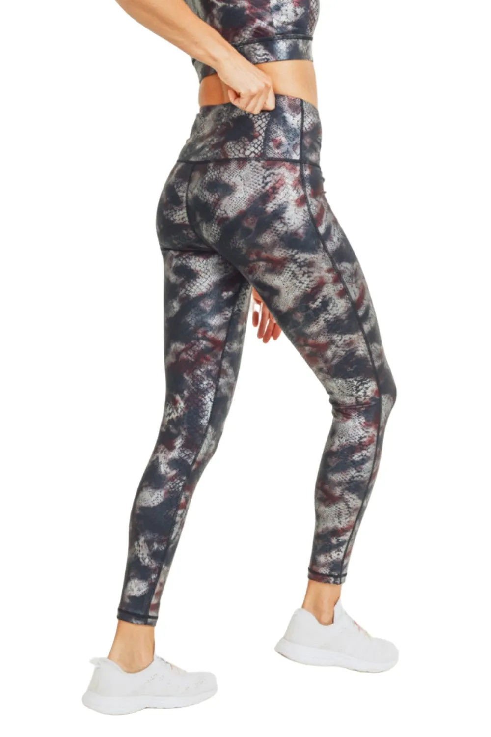 Mono B Foil Snake Print High waist Leggings APH3010 and Plus