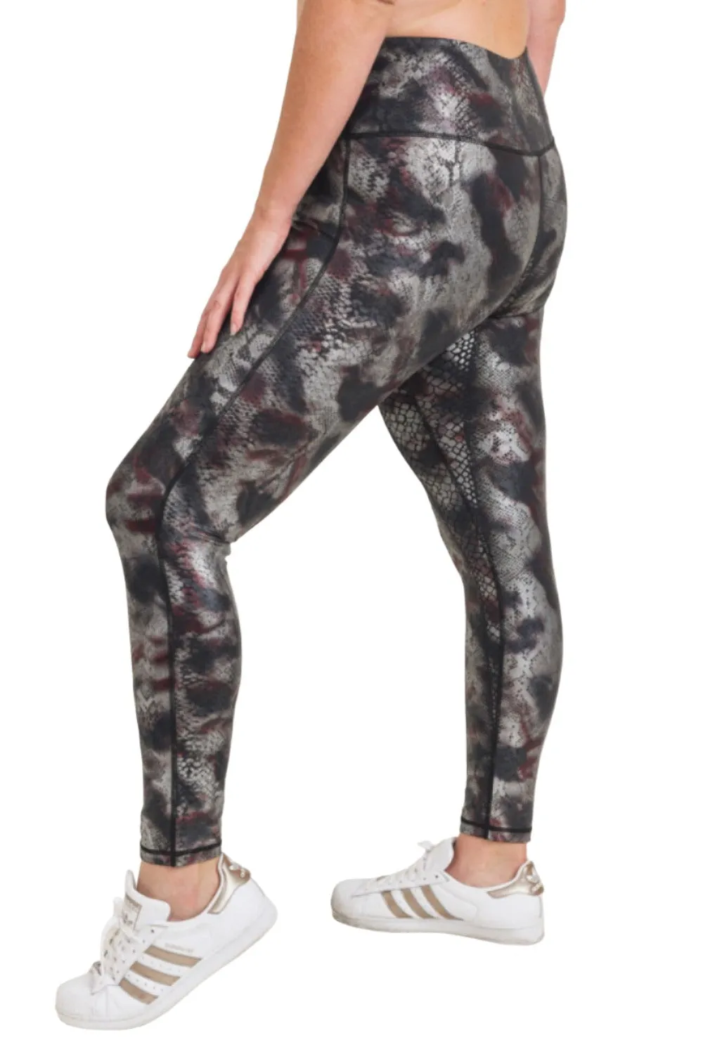 Mono B Foil Snake Print High waist Leggings APH3010 and Plus