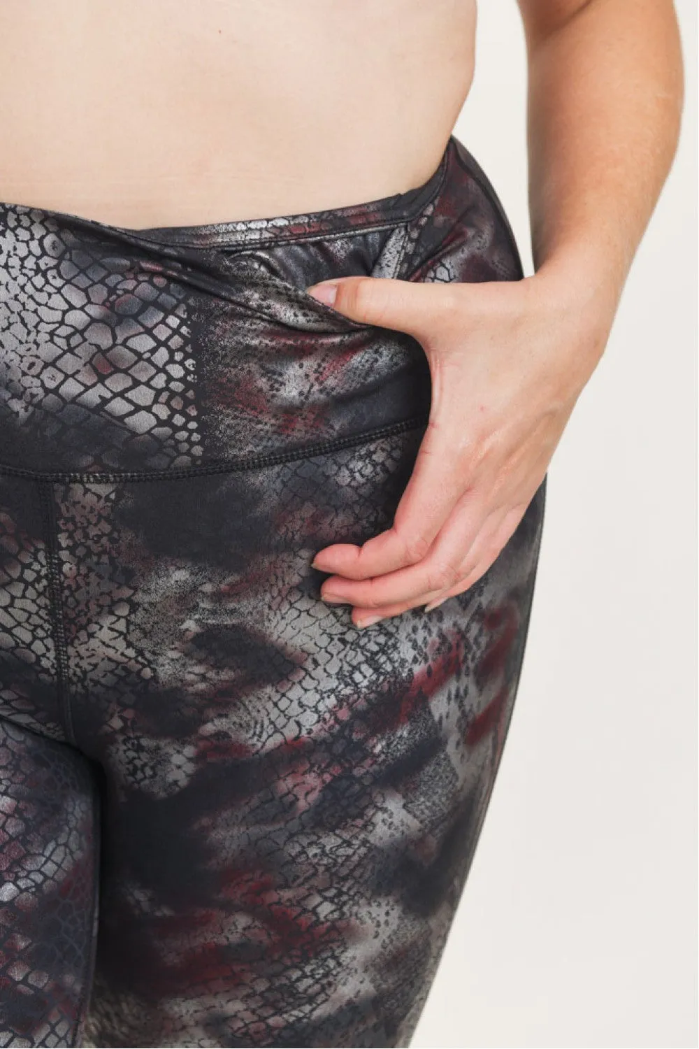 Mono B Foil Snake Print High waist Leggings APH3010 and Plus