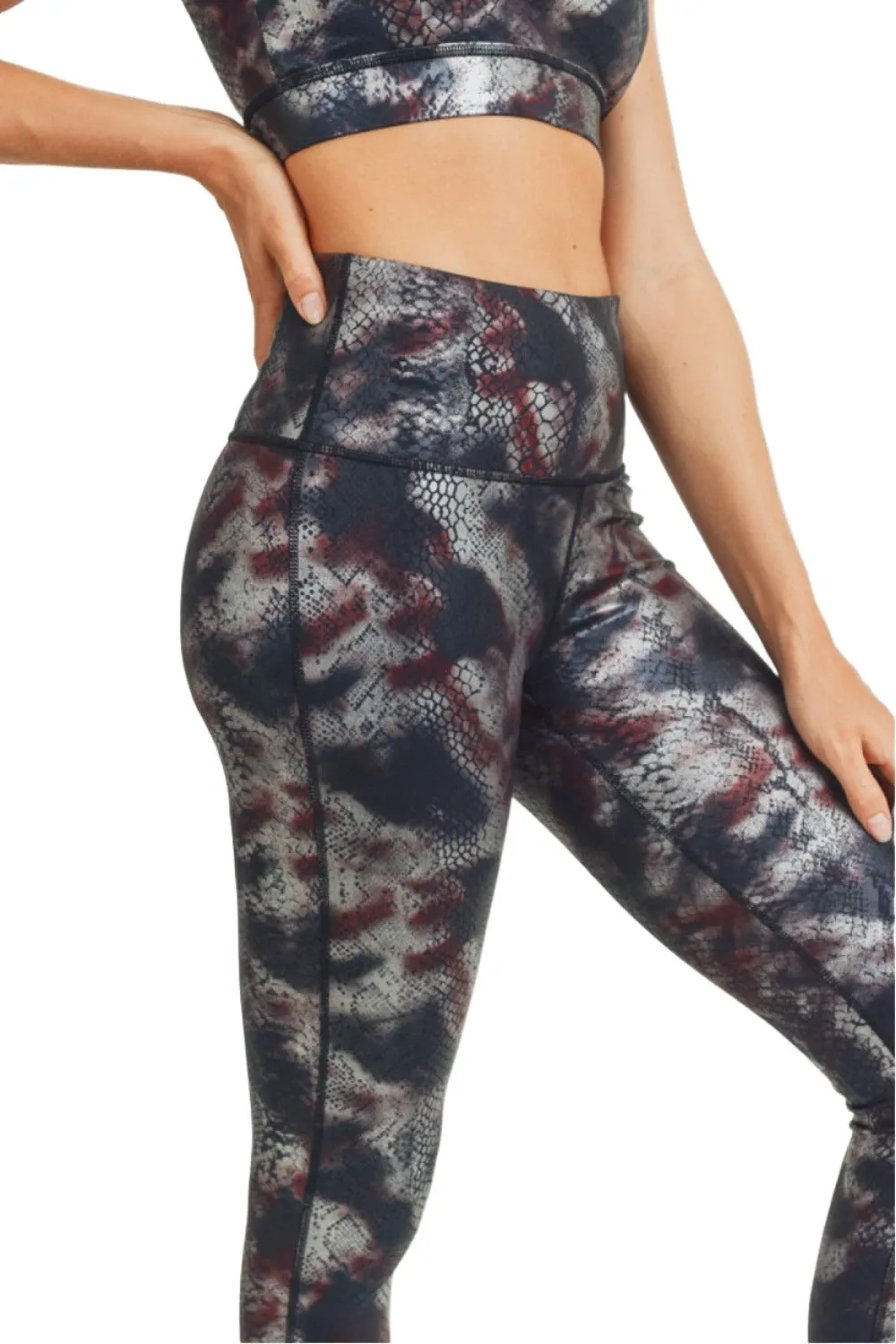 Mono B Foil Snake Print High waist Leggings APH3010 and Plus