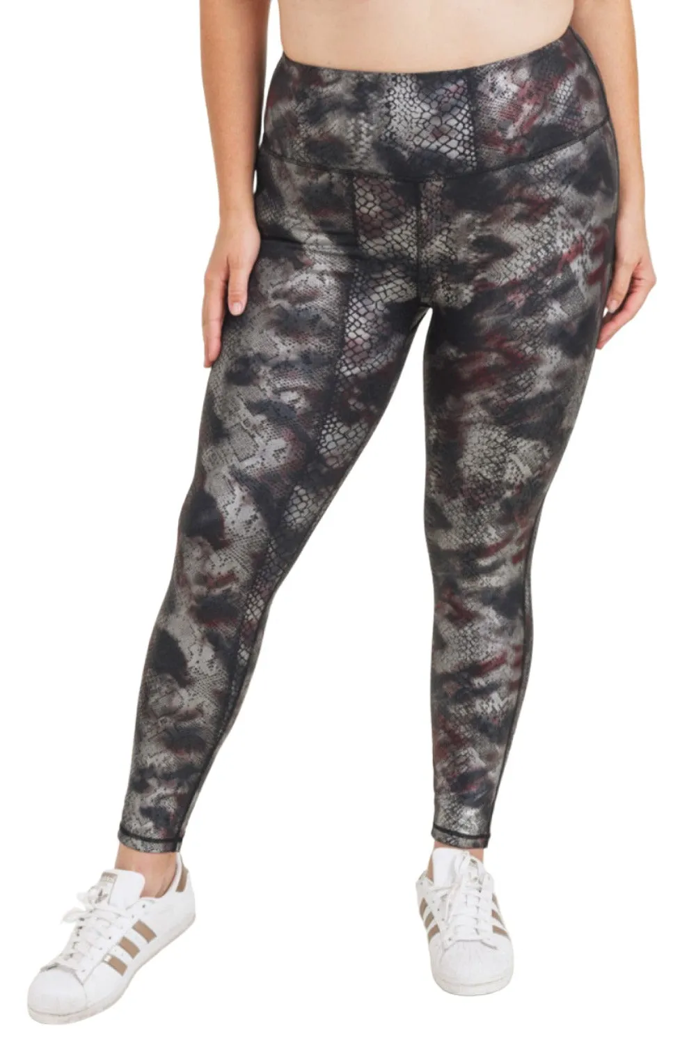 Mono B Foil Snake Print High waist Leggings APH3010 and Plus