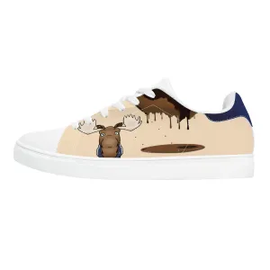 Moose with a Scarf - White | Low Top Customized | Shoe Zero