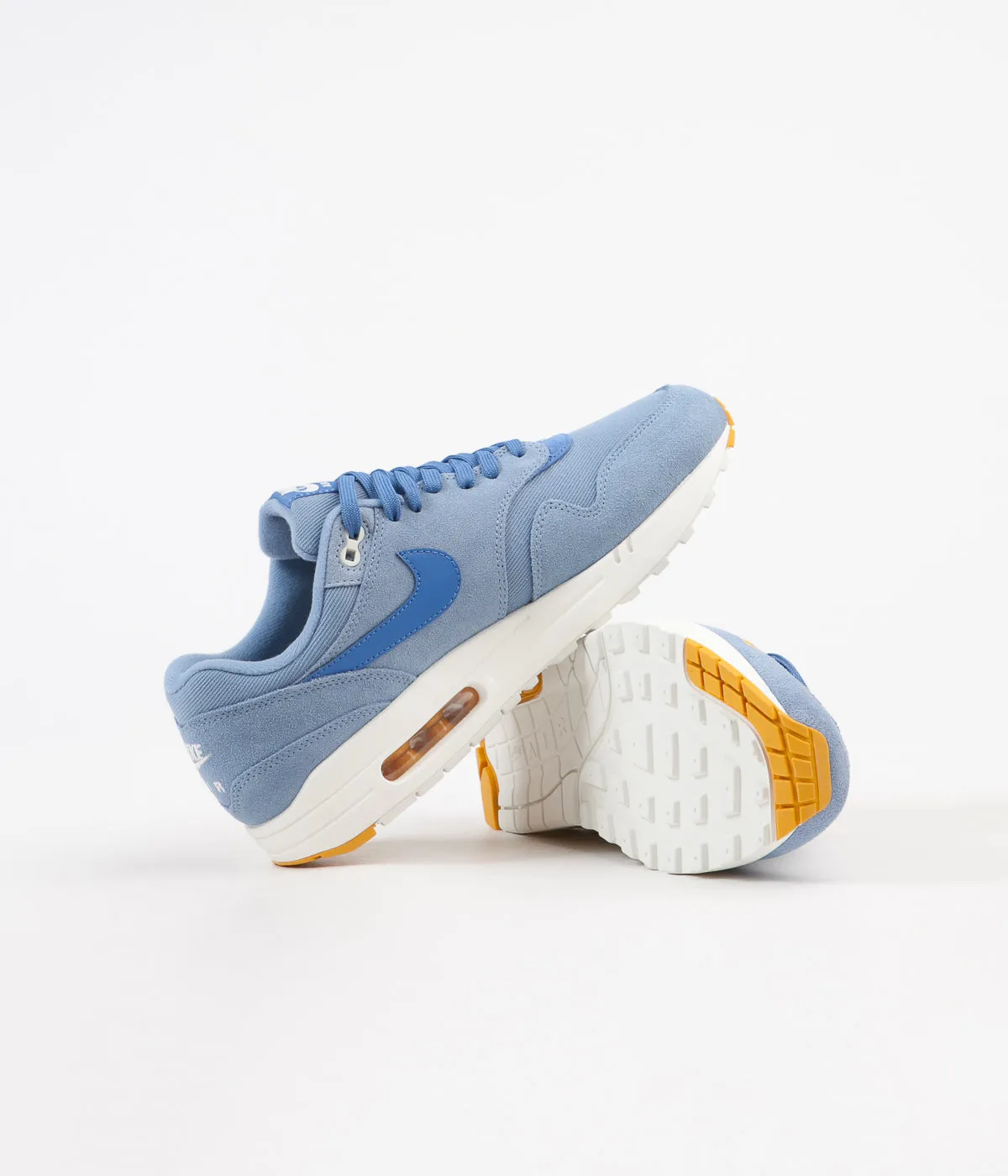 Nike Air Max 1 Premium Shoes - Work Blue / Mountain Blue - Yellow Ochre