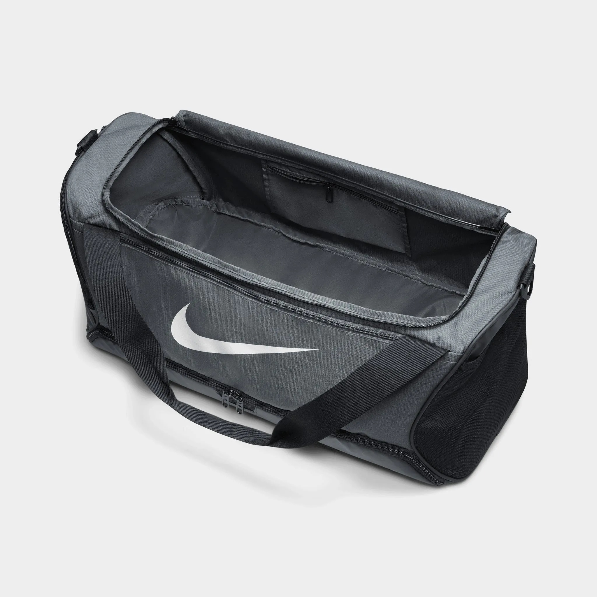 Nike Brasilia 9.5 Training Duffel Bag (Medium, 60L) Iron Grey / Black - White