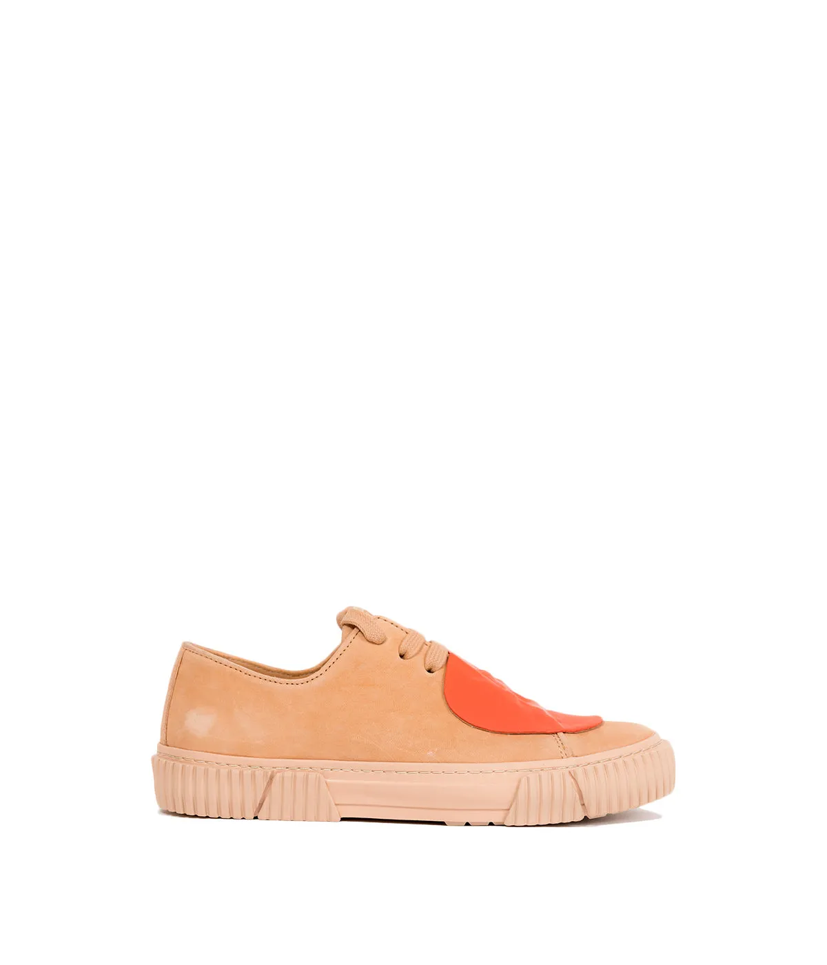 Nude & Orange Two-Tone Patch Sneakers