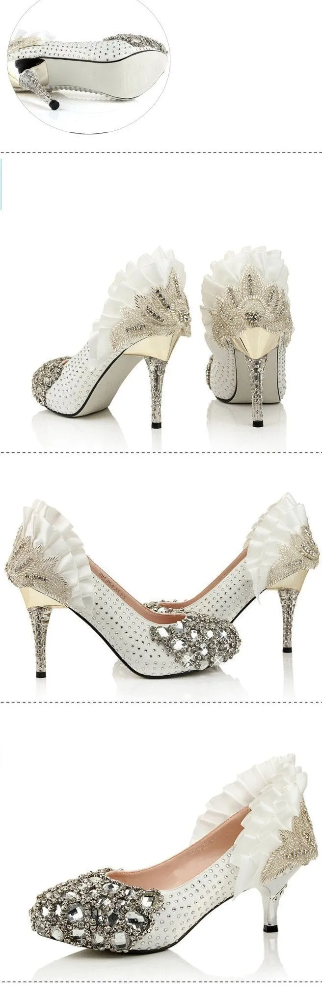 Popular Handmade Rhinestone High Heels Pointed Toe Crystal Wedding Shoes, SY0129