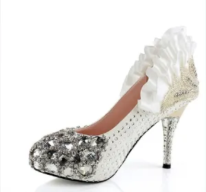 Popular Handmade Rhinestone High Heels Pointed Toe Crystal Wedding Shoes, SY0129