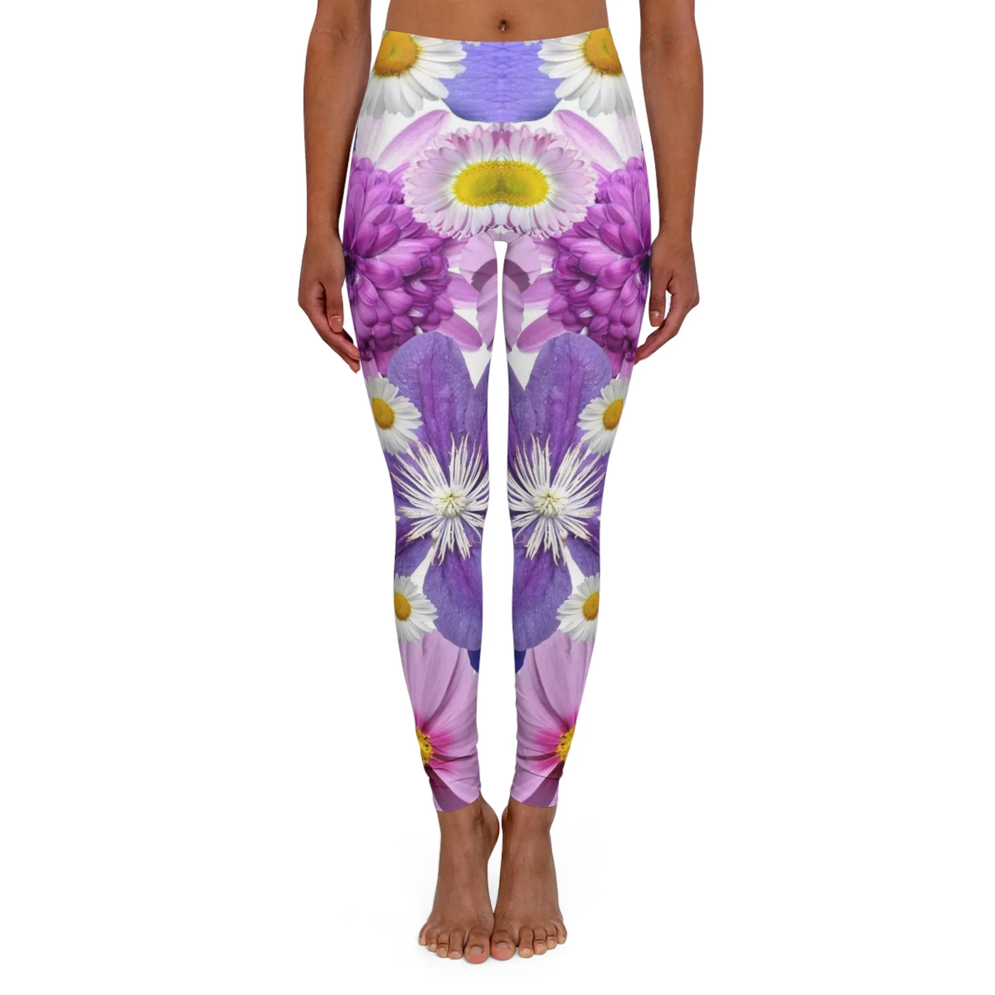 Purple Flowers - Inovax Women's Spandex Leggings