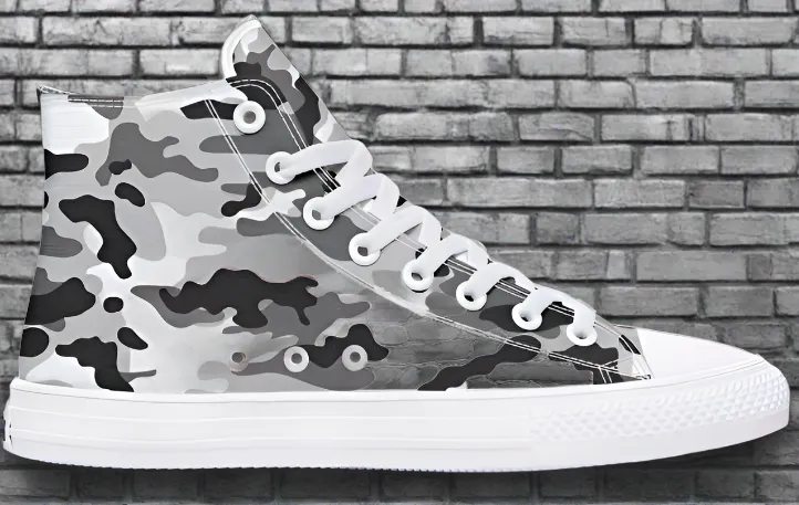 RAAD™ - High-top Canvas Sneakers - Urban White Camo/White Soles