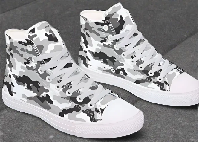 RAAD™ - High-top Canvas Sneakers - Urban White Camo/White Soles