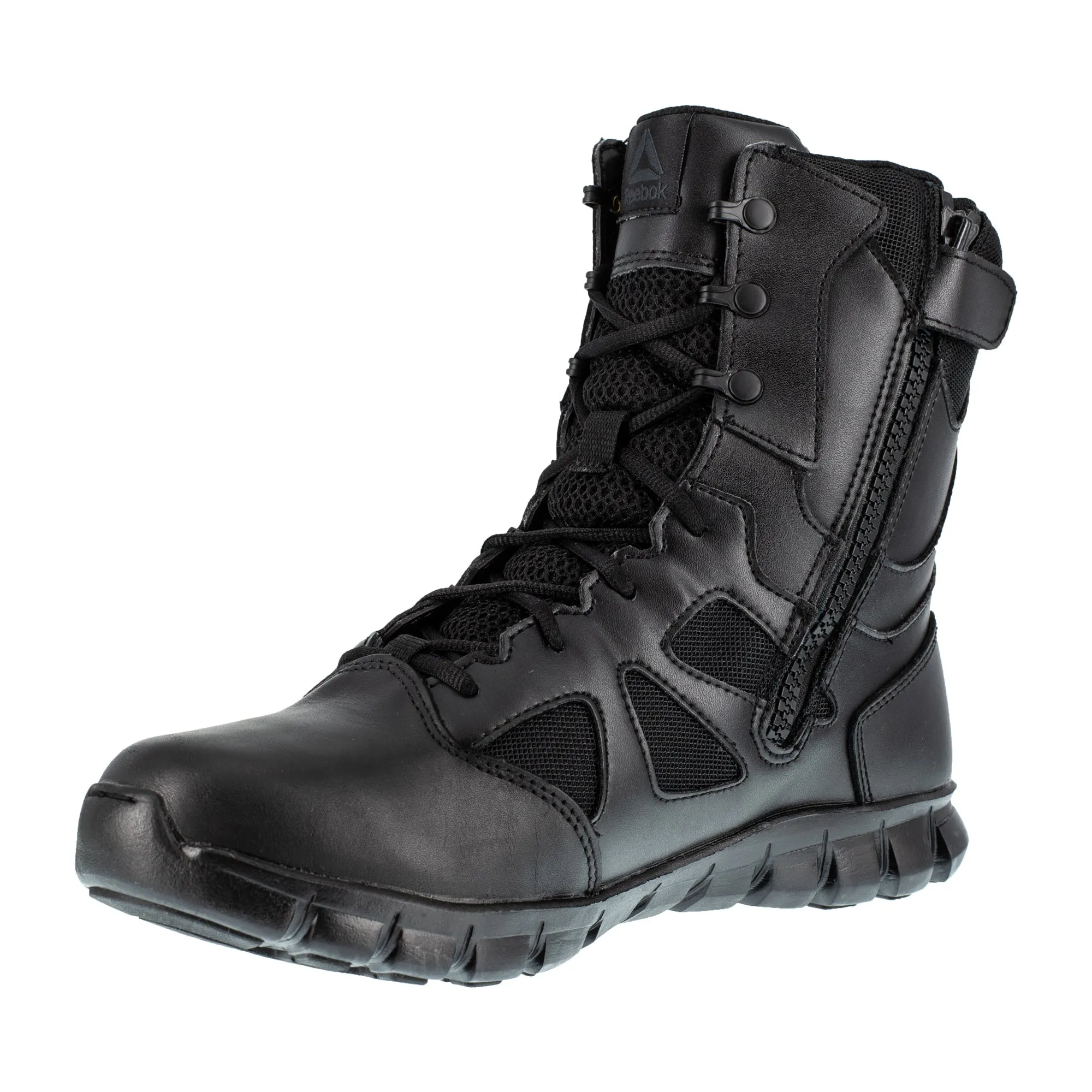 Reebok Mens Black Leather Military Boots Sublite Tactical Zip WP 7.5 M