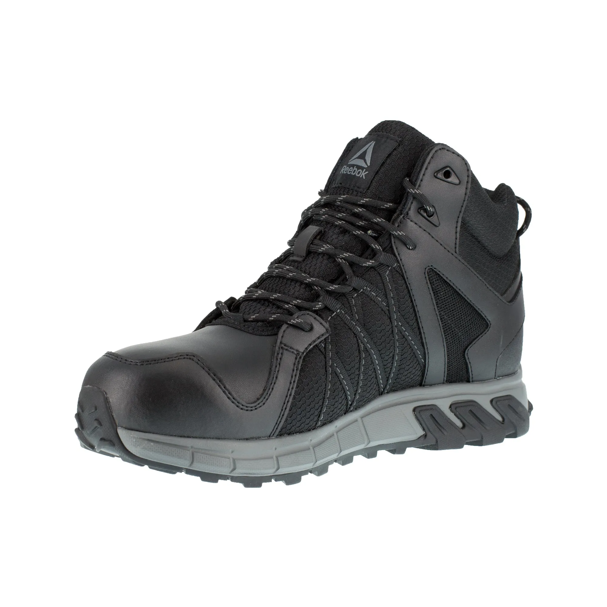 Reebok Mens Black/Grey Mesh Work Boots Athletic Mid Cut AT