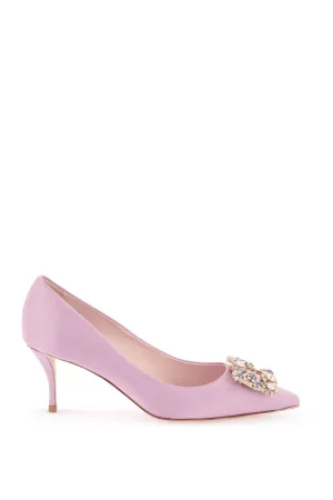 Roger vivier flower strass buckle satin pumps