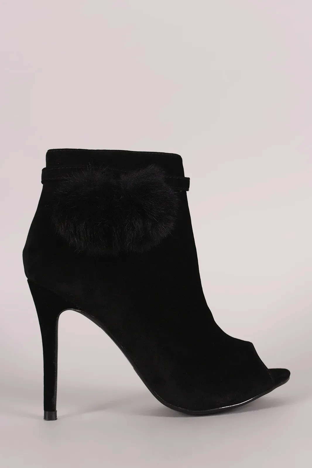 Rosey - Suede Pompom Stiletto Ankle Boots