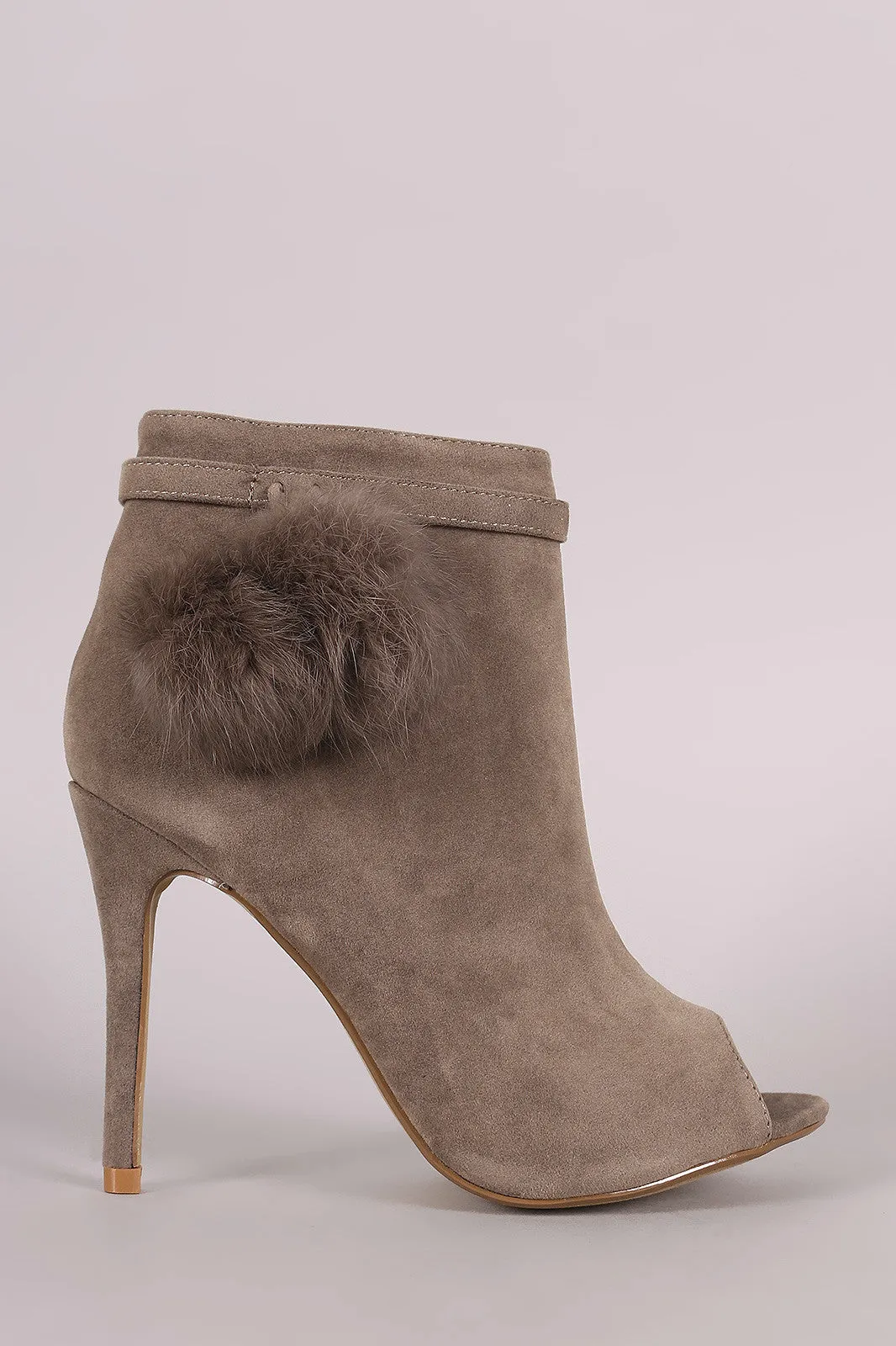 Rosey - Suede Pompom Stiletto Ankle Boots